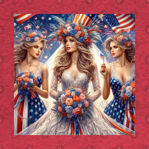 4th of July Bride and Bridesmaids by EverBride